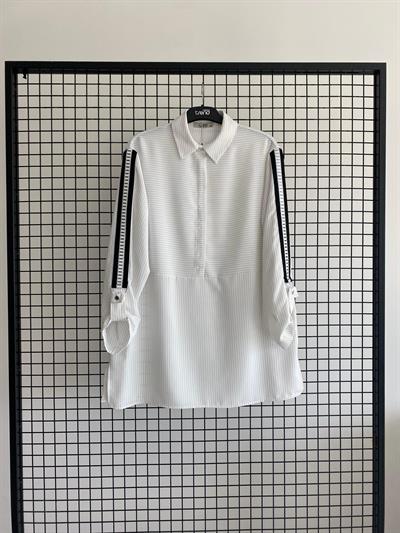 Armine Trend Ribana Ve Taş Detaylı Tunik 25YT4104 Siyah-Beyaz