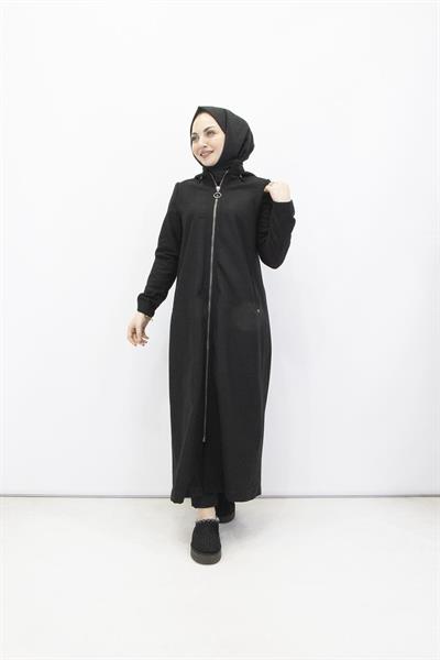 Armine TREND Seyyar Kürklü Kaşe Kaban Siyah 24KT743