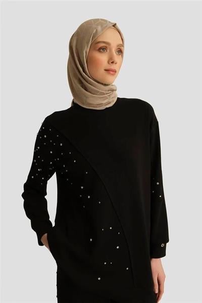 Armine Trend Taş İşlemeli  Comfort Takım 25YT637 siyah