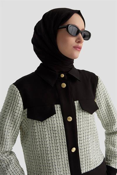Armine trend tüvit kumaş etekli takım- siyah