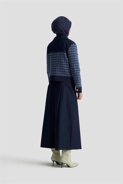 Armine trend tüvit kumaş etekli takım- indigo