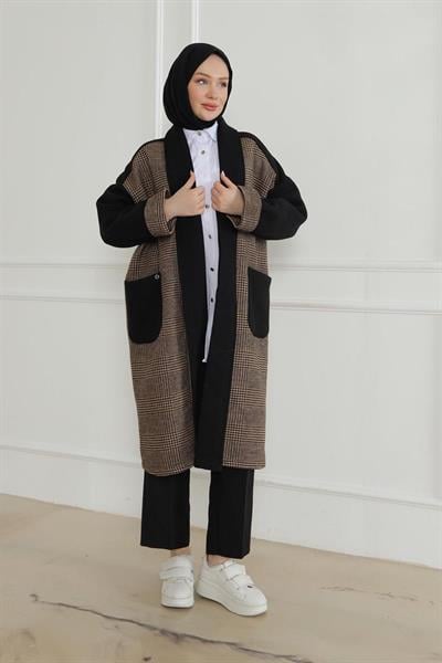 ARMİNE TREND Yanları Cepli Örgü Desenli Giy Çık-Siyah 24KT554