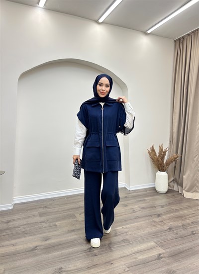 ARMİNE TREND YELEKLİ PANTOLONLU TAKIM 25YT685 LACİVERT