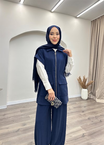 ARMİNE TREND YELEKLİ PANTOLONLU TAKIM 25YT685 LACİVERT