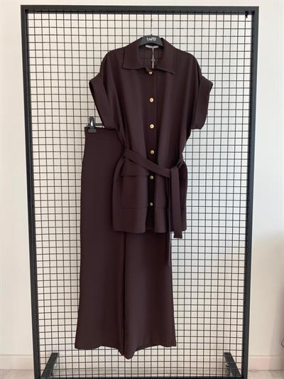 BELLİ (ARMİNE) cepkenli pantolonlu takım kahverengi