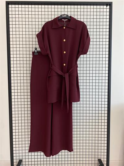 BELLİ (ARMİNE) cepkenli pantolonlu takım bordo 
