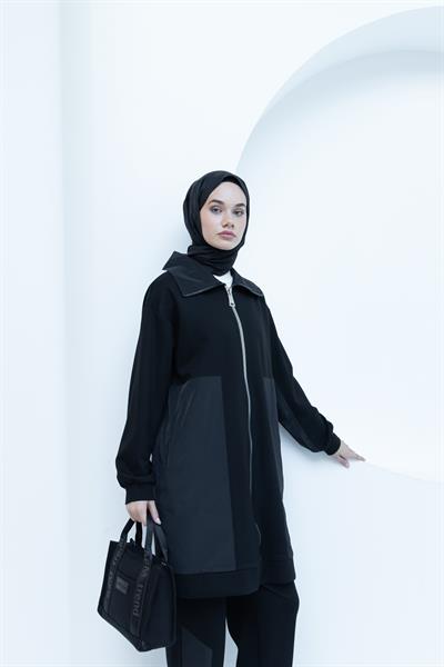 BELLİ (ARMİNE) PANTOLONLU ÖNÜ FERMUAR DETAYLI TAKIM 25K6002 - SİYAH