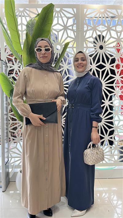 ELORA BELİ KEMER DETAYLI TENSEL KUMAŞ ELBİSE BEJ 