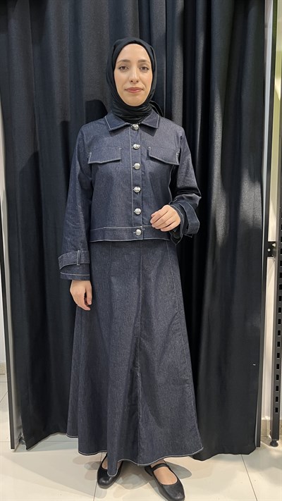 Liva Tensel Denim Ceketli Takım - Mavi