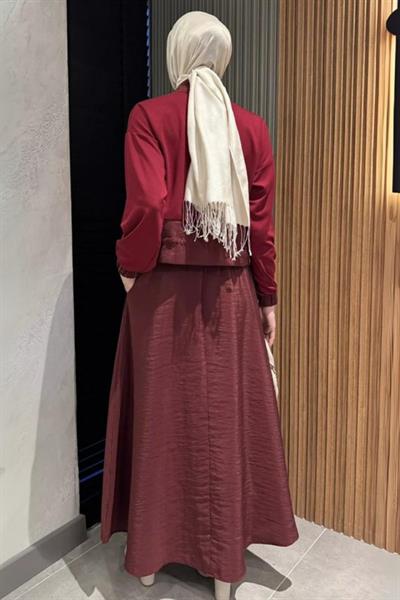 MESİMA ETEĞİ PARAŞÜT DETAYLI ETEKLİ TAKIM BORDO