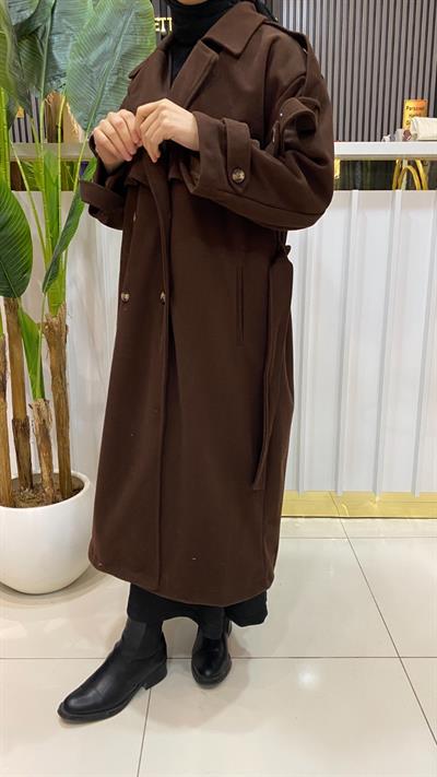 Milena İçi Astarlı Kaşe Kaban - Kahverengi