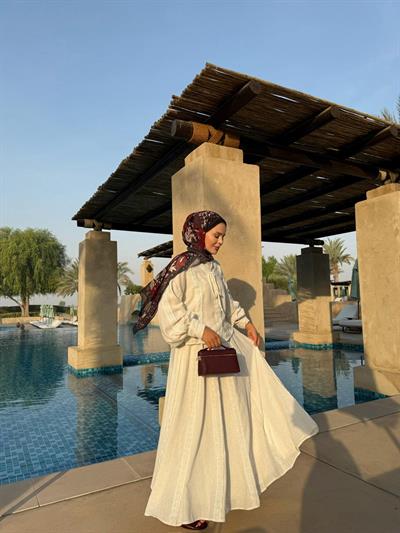 Naqqe Eteği ve kolları dantel detaylı Etekli Takım 