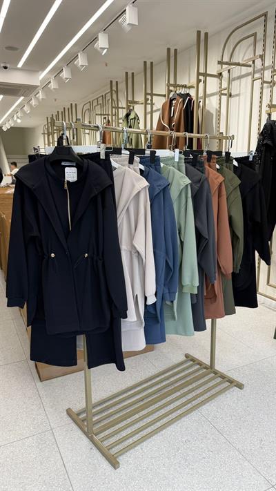 Nure Oysh Kumaş Beli Lastikli Kapüşonlu Pantolonlu Takım Siyah