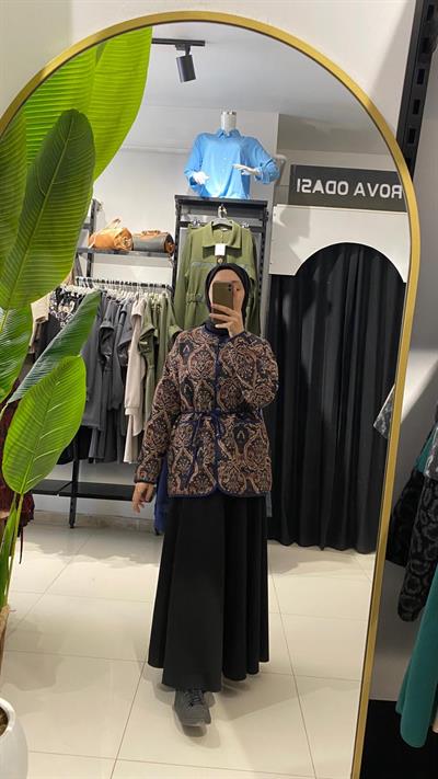 NurEtnik Dokulu Premium Ceket – Zarif & Modern Stil Lacivert