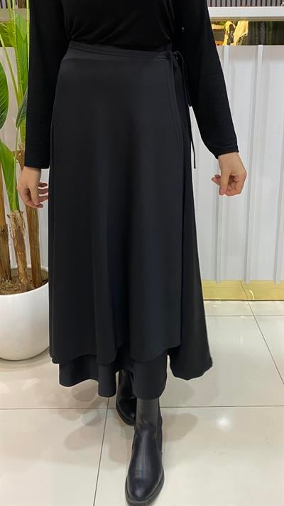 NURMELLA Beli Bağlamalı Scuba Etek /siyah