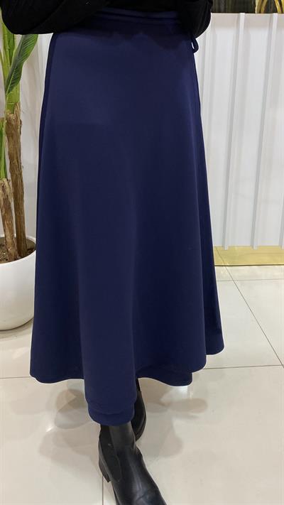 NURMELLA Beli Bağlamalı Scuba Etek / Lacivert 