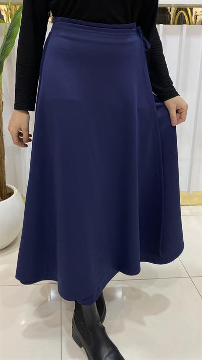 NURMELLA Beli Bağlamalı Scuba Etek / Lacivert 