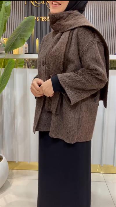NURVIRA Atkılı Hırka | Nursimahijab Yeni Sezon Trend Kahverengi