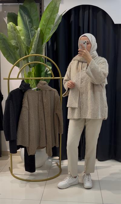 NURVIRA Atkılı Hırka | Nursimahijab Yeni Sezon Trend Bej