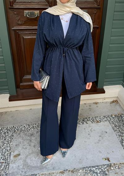 Yaren Işıltılı Pantolonlu Takım - lacivert