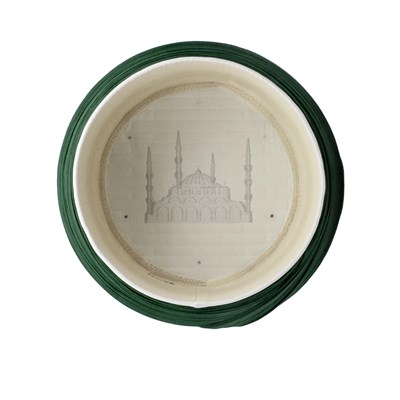 Cami Sarığı – Yeşil Kumaş – Beyaz Takke – Yuvarlak Sarım – Cami Nakışlı – 7 Metre