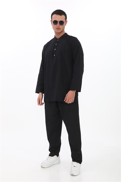 Apolet Detaylı Uzun Keten Gömlek Regular Kalıp