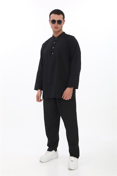 Apolet Detaylı Uzun Keten Gömlek Regular Kalıp