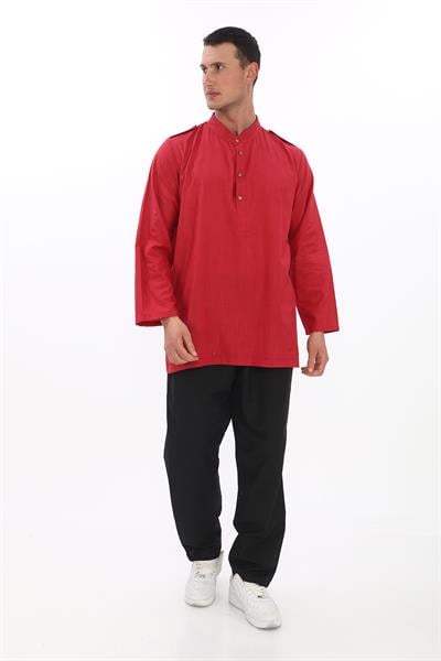 Apolet Detaylı Uzun Keten Gömlek Regular Kalıp