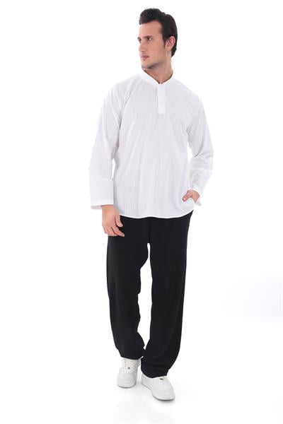 Hakim Yaka Gömlek - 3 Düğme Erkek Modeli 