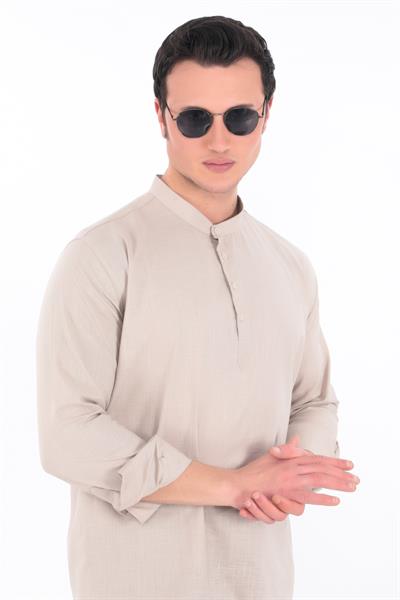 Hakim Yaka Gömlek 3 Düğme Manşetli 