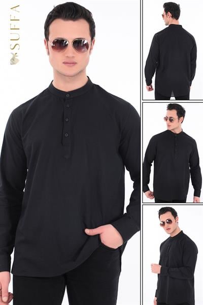 Hakim Yaka Gömlek 3 Düğme Manşetli 