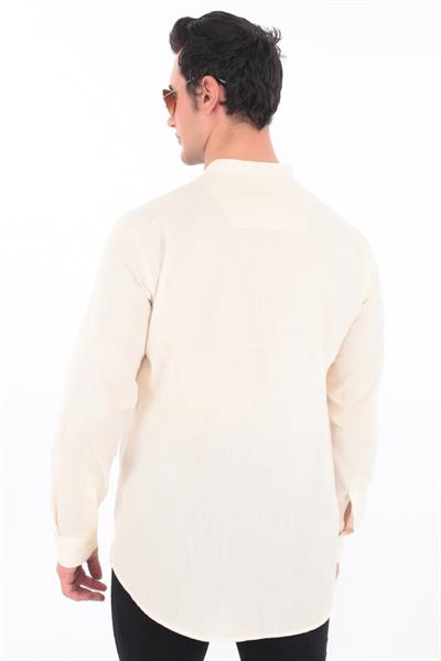 Hakim Yaka Gömlek 3 Düğme Manşetli 