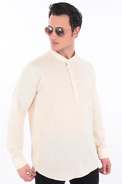 Hakim Yaka Gömlek 3 Düğme Manşetli 