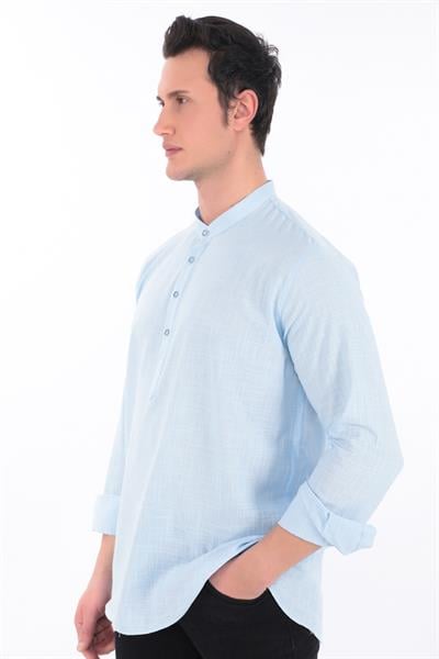 Hakim Yaka Gömlek 3 Düğme Manşetli 