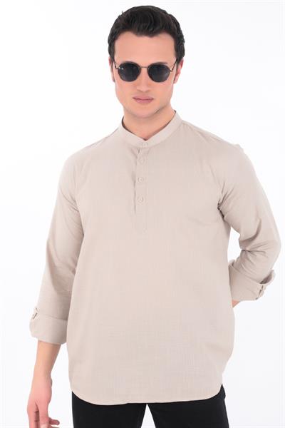 Hakim Yaka Gömlek 3 Düğme Manşetli 