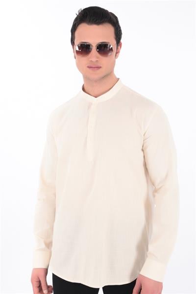 Hakim Yaka Gömlek 3 Düğme Manşetli 