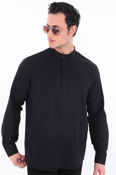 Hakim Yaka Gömlek 3 Düğme Manşetli 