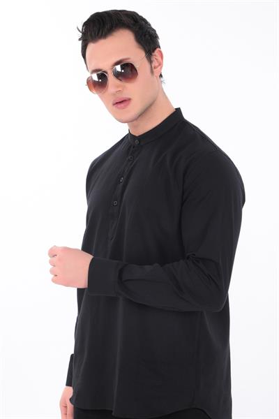 Hakim Yaka Gömlek 3 Düğme Manşetli 