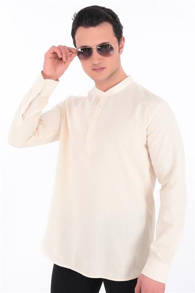 Hakim Yaka Gömlek 3 Düğme Manşetli 