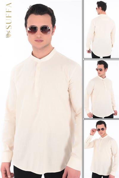 Hakim Yaka Gömlek 3 Düğme Manşetli 