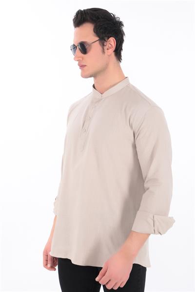 Hakim Yaka Gömlek 3 Düğme Manşetli 