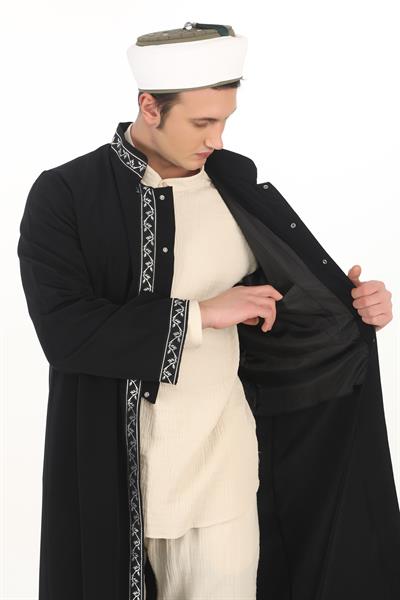 İmam Cübbesi Bordürlü Yarım Astarlı 