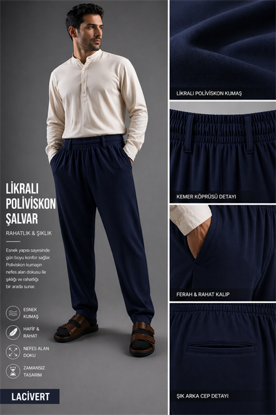 Likralı Polyviscon Spor Şalvar