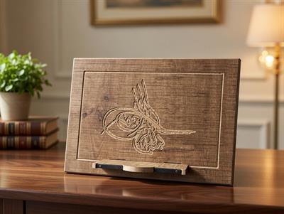 Osmanlı Tuğrası İşlemeli Ahşap Rahle ve Kitap Okuma Standı