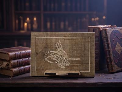 Osmanlı Tuğrası İşlemeli Ahşap Rahle ve Kitap Okuma Standı