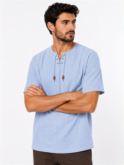 Oversize Erkek Tişört – İpli kısa kol Yakasız %100 Pamuk-MaviOversize Erkek Gömlek – İpli Yakasız %100 Pamuk GOMLEKİP-01OVERSİZE GÖMLEK İPLİSUFFA