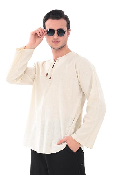 Oversize Gömlek Erkek - İslami Giyim Yakasız 