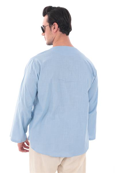 Oversize Gömlek Erkek - İslami Giyim Yakasız 