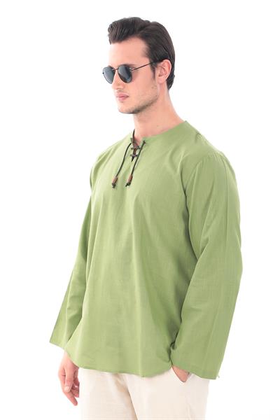 Oversize Gömlek Erkek - İslami Giyim Yakasız 