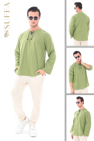 Oversize Gömlek Erkek - İslami Giyim Yakasız 